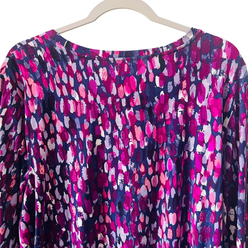 Chicos Purple Pink Abstract Brushstroke Long Sleeve Top Size 4 XXL Casual Artsy - Picture 8 of 10